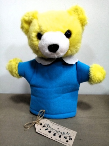Marionnette Ours jaune et bleu 