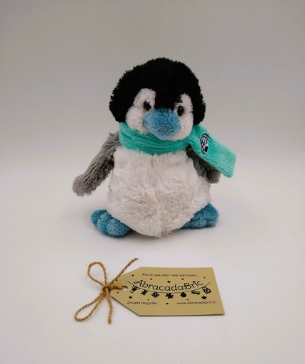 Pingouin blanc et son écharpe bleue 16cm - GiPSY
