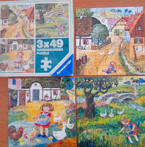 Puzzle "Une petite fille à la campagne" 3x49p - RAVENSBURGER 