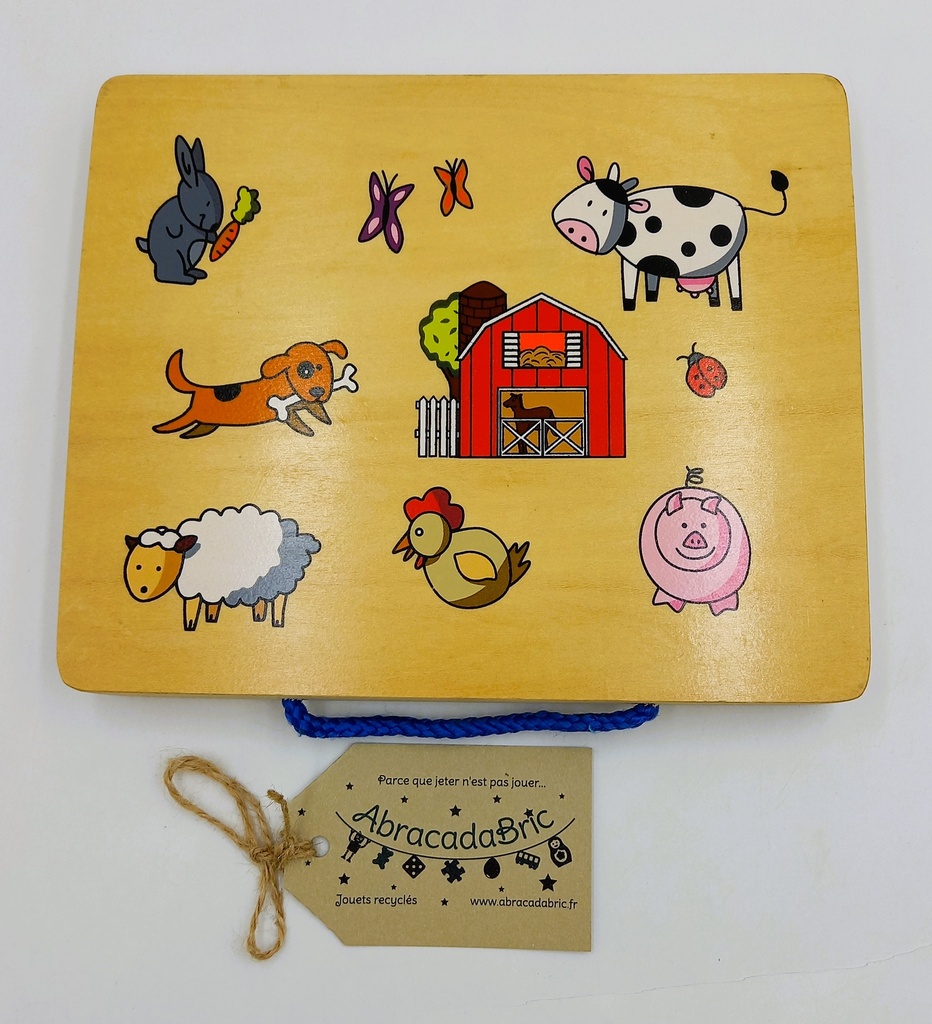 Puzzle magnétique & encastrable bois 7p "Les animaux de la ferme" 