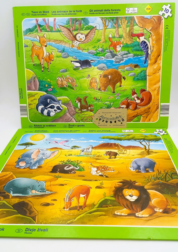 Puzzle "Les animaux de Safari" & "Les animaux de la forêt" 2x10p 