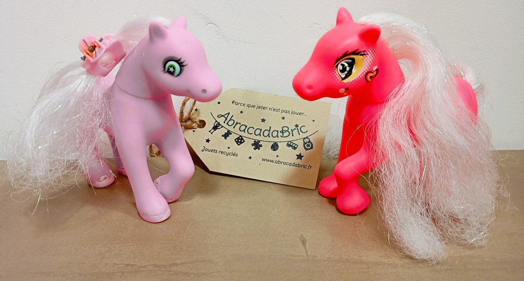 Lot x2 Poney "rose fushia" 