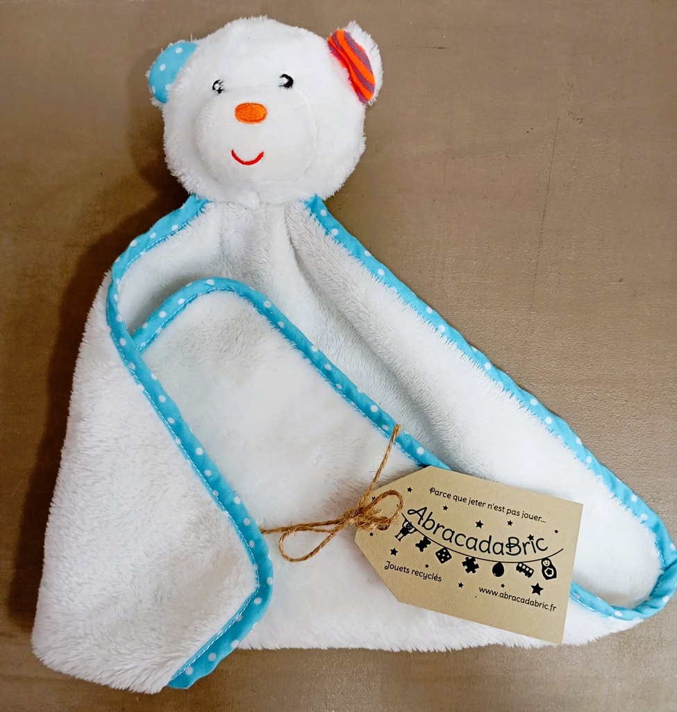 Doudou plat ours blanc 25 cm