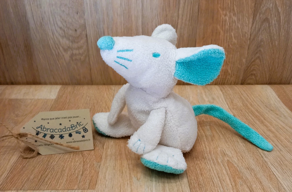 Peluche Souris blanche & bleu - APOL