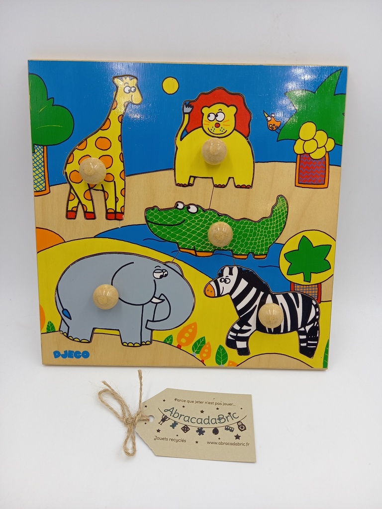 Puzzle en bois "le zoo" 5p - DJECO