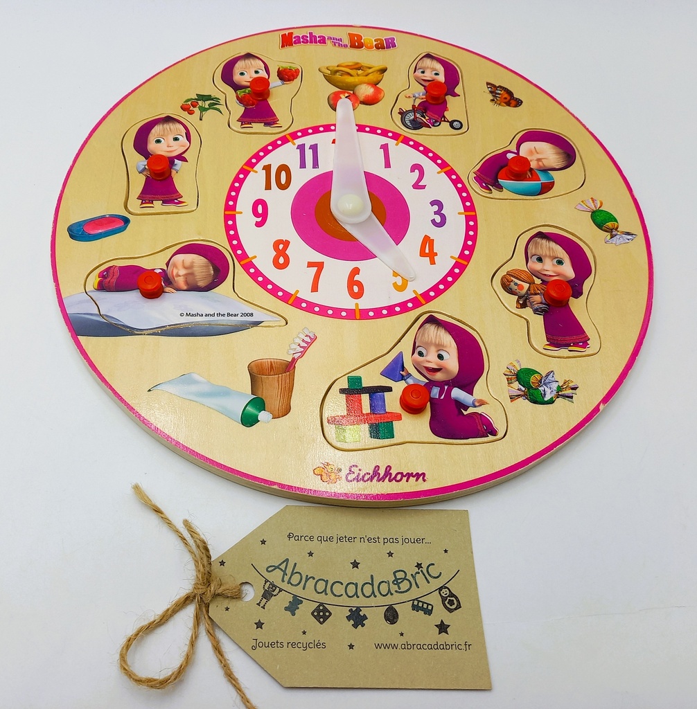 Puzzle horloge en bois "Masha and the bear" 7p- EiCHHORN 