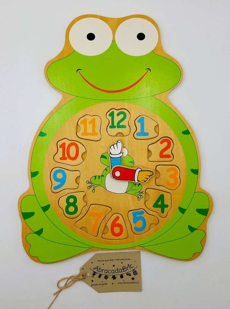 Puzzle horloge "la grenouille" en bois 