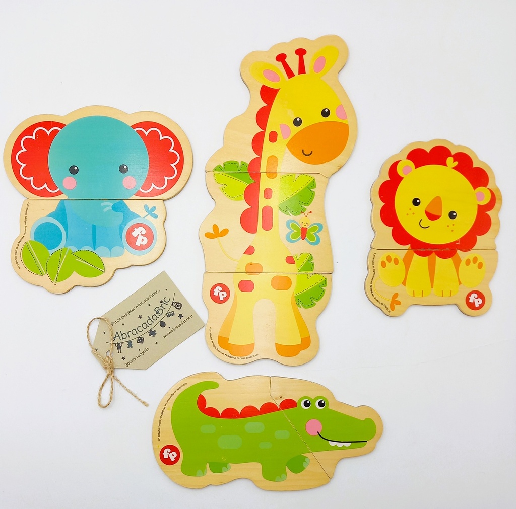 Lot de 4 puzzles animaux en bois - MATTEL