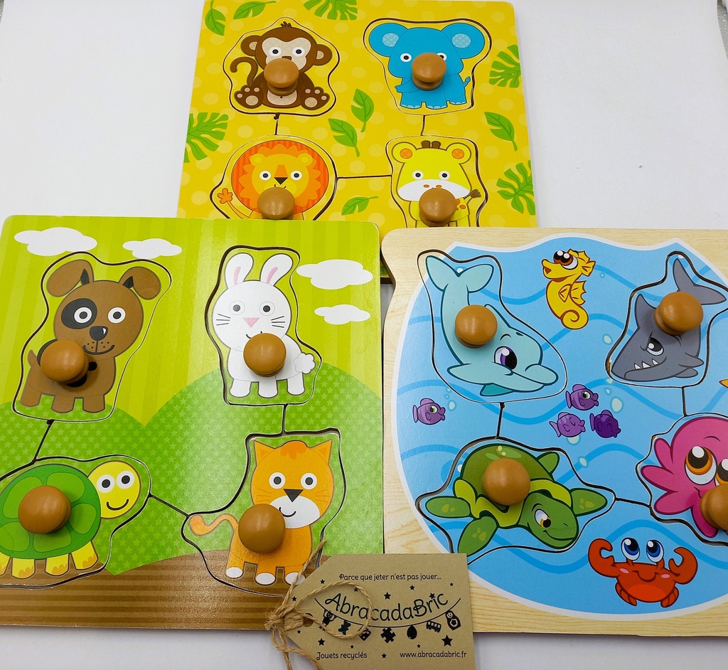 Lot de 3 puzzles animaux en bois - LATELiER DU BOiS