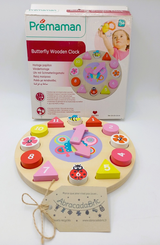 Puzzle horloge papillon en bois  -PREMAMAN