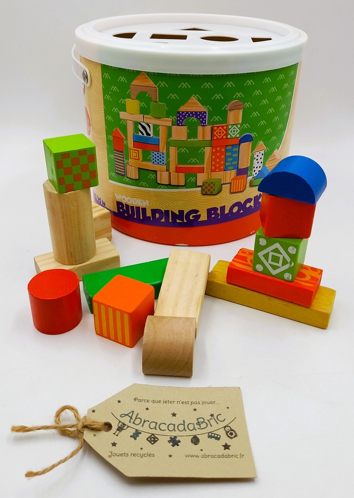 Baril de blocs de construction en bois 50p - MiNi MATTERS