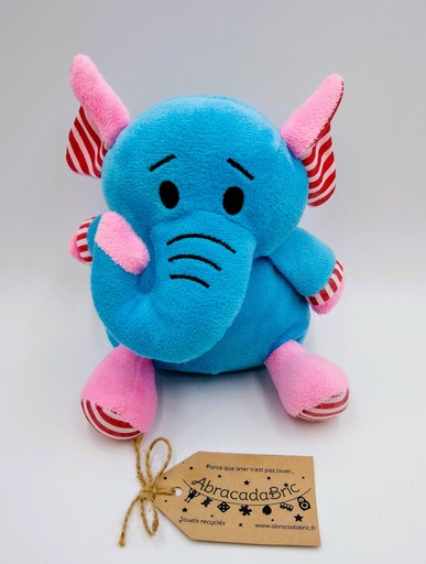 Éléphant bleu et rose 18cm 