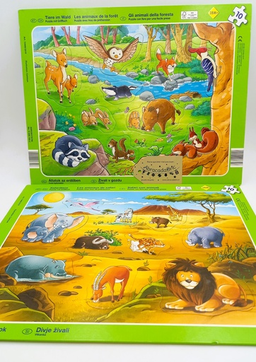 Puzzle "Les animaux de Safari" & "Les animaux de la forêt" 2x10p 