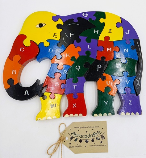 Puzzle éléphant en bois "alphabet" 
