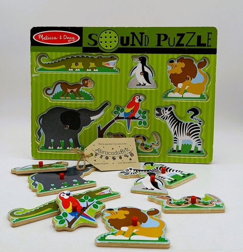 Puzzle en bois sonore "les animaux du jardin zoologique" 8p - MELiSSA ET DOUG